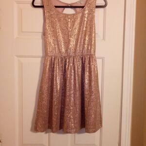 Charlotte Russe Y2K Style Gold Metallic A-Line Medium Size Dress